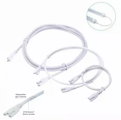 30/50/100/150/200cm White T5 T8 Tube Connector Cable Wire Cord For Integrated LED Fluorescent Light Lamp