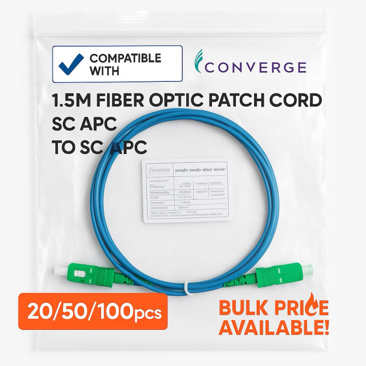 Converge Certified 1.5M SC APC to SC APC Fiber Optic Patch Cord Cable ...
