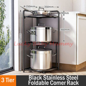 Multi-layer Foldable Kitchen Corner Rack/stainless steel storage rack/Kitchen shelf/Local Stock