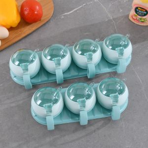 【One Cat Shop】4pcs/Set Delightful Round Condiments & Spices Storage Container Rack High Quality Design for Solid or Liquid Condiments Organizer