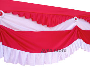 Backdrop Dekorasi Pernikahan Merah Putih Polos Pelaminan 45 Meter