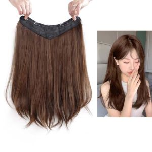 STARGOODS 45CM Medium Curled Wig Piece Long Korean Style U-Shaped Wig Extension Breathable Fashion Invisible Seamless Hair Piece for Women