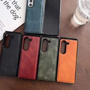 Crazy Horse Pattern Hard Case Compatible with Samsung ZFold6/5 Foldable Screen Phone Case Zflip4/3 Solid Color Case for Men and Women