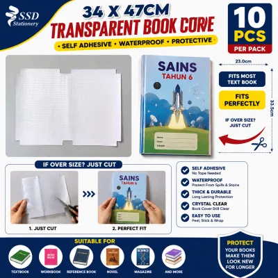 VC Art Self-Adhesive School Transparent Book Cover Penutup Pembalut Buku Textbook Plastic Transparent Protective Cover