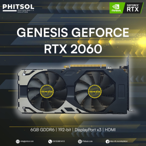 PHITSOL GENESIS NVIDIA GeForce RTX 2060 - High-Performance GPU | 6GB GDDR6 | 192-Bit | Dual DisplayPorts & HDMI | Pre-owned
