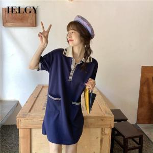 IELGY Đầm Cổ POLO Đầm Dài Vừa Phải Thiết Kế Mỏng Mùa Hè Mới 2022 Cho Nữ