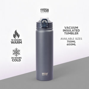 TYESO Original Sports Bottle 600–750ML – Vacuum Insulated Stainless Steel Tumbler with Straw & Handle for Hot & Cold Drinks