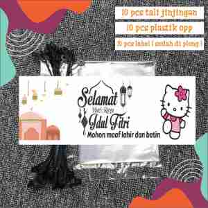 Isi 10 pcs Plastik Serut GoodieBag Lebaran | Goodiebag Eid Mubarak| Kantong Snack Hampers Idul Fitri | Goodie Bag Souvenir Snack Idul Fitri