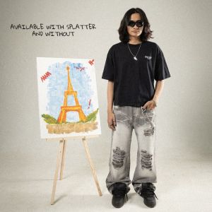 H1 Tri Batik Baggy Cendrawasih - Van Gogh Grey - Celana Jeans