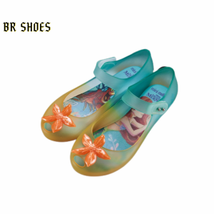 Melissa Official Store mini shoes Starfish Decorative girl shoes Soft-soled Mermaid Princess Shoes Girls Ballet Flat Shoes Beach Shoes Color jelly shoe