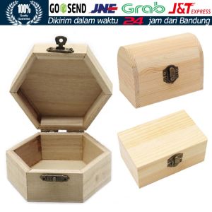 Kotak Cincin / Tempat Cincin Kayu Kotak Kayu Buatan / Kotak Penyimpanan Kayu