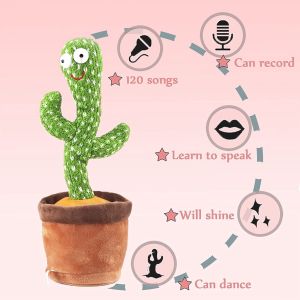 Recording Dancing Cactus Toy Talking Rechargable Plush Toys 120 Music Songs Childrens Gifts