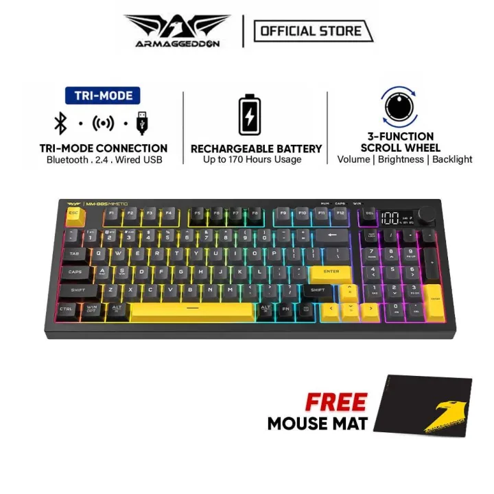 Armaggeddon MM-98S Tri-Mode Wireless Membrane Gaming Keyboard | 95 Keys | 170 Hours