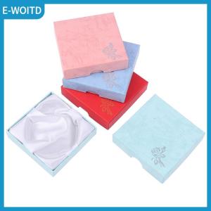 【E-WOITD】 Square Jewelry Packaging Case Flower Print Bracelet Display Box Necklace Cardboard Gift Box Jewelry Organizer Cases
