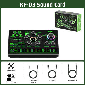 KoorFly KF03 Sound Card 48V Mixer Condenser Mic Kit Eliminate Raw Songs Custom Sounds And Lights Bluetooth Sound Card Live Recording Live Streaming
