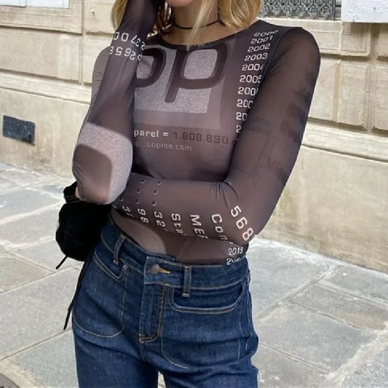 Wholesale Long Sleeve Mesh Top