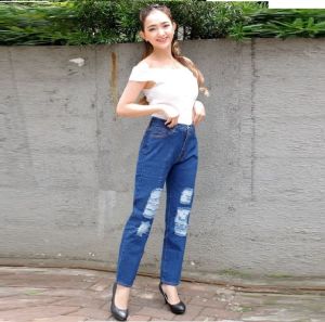 BOYFRIEND JEANS RIPPED SOBEK WANITA//BOYFRIEND RIPPED/BF SOBEK