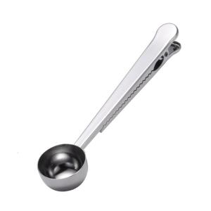 Coffee Measuring Spoon with Clip Stainless Steel Coffee Scoops with Seal Clip For Precise Measuring And Sealing