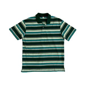 American Business Casual Short sleeves Tops Ribbed collar Color stripes Cotton Polo Shirts