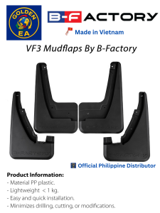 B-Factory VF3 Mudflaps Front Wheel Mud Guards for VinFast VF3 | Genuine PP Plastic Splash Guards Made in Vietnam