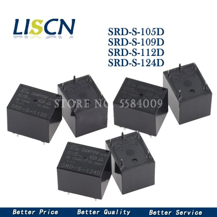 Relais 10 A 4 Broches SRD-S-112DM / SRD-S-124DM - Lot De 5 Pièces, Pour Protection Surcharge
