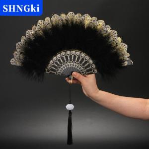 [COD] 🔥🔥🔥SHNGki Quạt xếp lông vũ kiểu Lolita phong cách tiên nữ ngọt ngào Nhật Bản đậm chất gothic cổ điển quạt cầm tay dùng trong khiêu vũ cung đình có mặt dây chuyền trang trí — quà tặng trang trí tiệc cưới