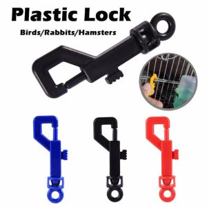 5Pcs Bird Cage door hook lock P spring lock for animal pet cages Plastic hook Dog Cage Door Lock