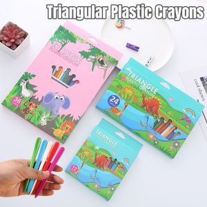 12/24/36Colors Crayon Set Triangle Plastic Crayons for Children Colorful Painting School Art Supplies