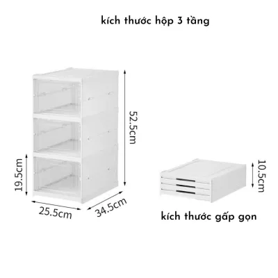Hộp để giày dép gấp gọn có nắp chất liệu nhựa PP & PET 3 đến 6 tầng loại cao cấp