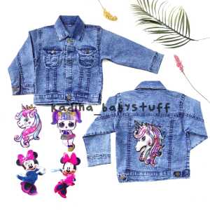 JAKET JEANS ANAK PEREMPUAN LOL LED/ JAKET JEANS SNOW BLACK / SNOWASH JAKET ANAK