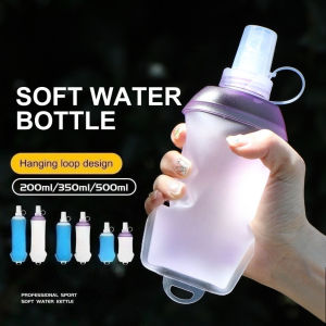 500ML Hanging Ring Collapsible Water Bottle TPU Material BPA Free for Running Cycling Outdoor Sports