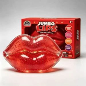 BUUXIAA Glitter Maltose Squeeze Toy Red Lip Shape Stress Relief Pinch Toy Creative Sensory Play Slow Rebound Toy Adults