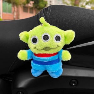 Kawaii Cartoon Toy Story Three Eyes Alien Cute Plush Toys Doll Keychain Creative Backpack Pendant Decoration Kids Children Girls Boys Gifts