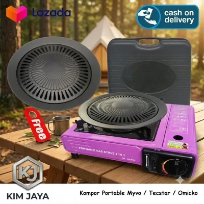 PAKET LENGKAP Kompor Gas Portable 2 in 1 + Ultra Gril Pan - Siap Pakai