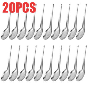 【Swan Home】20Pcs Stainless Steel Flat Spoons Metal Soup Rice Dinner Spoon Ice Cream Candy Dessert Coffee Teaspoon Kitchen Scoops Tableware