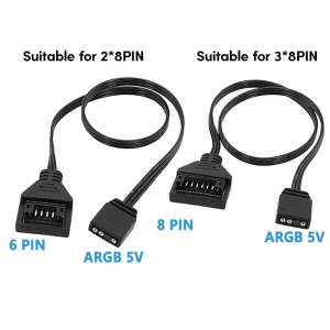 ARGB Adapter Cable 5V 3pin to ARGB 5V 8Pin/6Pin Male Adapter Cable Enhances Your Lighting Solution 30cm Long Replacement