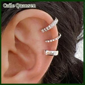 Caile 3ชิ้นที่หนีบหูคริสตัลเพทายที่ละเอียดอ่อนต่างหูแบบไม่เจาะหูคลิปหนีบหูเทียมสำหรับเครื่องประดับผู้หญิง