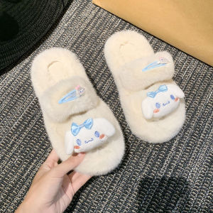 Hello Kitty Plush Slippers Women Sanrioed Anime Kawaii Thick Bottom Autumn Winter Fluffy Soft Cute Student Girl Sweet Gift Home