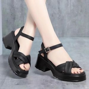 [Free Shipping] WomenS Thick-Soled Sandals New Summer Styles Comfortable And Soft With Chunky Heels Platform Soles And Roman-Style Design Suitable For Outdoor Wear
