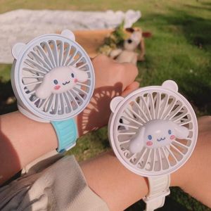 Sanrio Cute Wrist Watch Fan My Melody Cinnamoroll Kuromi Cartoon Portable Outdoor Fan USB Rechargeable Handheld Electric Fan