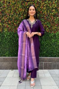 [PRE-ORDER] Size M to 2XL KURTI PANT OR DUPPAT FABRIC:- ROMAN SILK WITH HEAVY EMBROIDERED WORK 3pcs sets_365