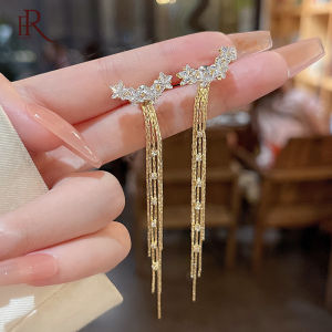 Frascati Bông Tai Zircon Lấp Lánh Sang Trọng Cho Nữ Khuyên Tai Dạng Xích Không Đều Tua Rua Dài Kim Cương Giả Quà Tặng Trang Sức Thời Trang Cổ Điển Tinh Tế