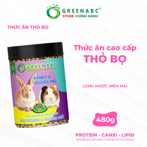 Thức ăn Thỏ Bọ GREENABC - Lông mượt tiêu hóa tốt tăng đề kháng ăn ngon – Hộp 480g