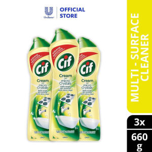 Cif Cleaning Cream  (660ml x 3) ผลิตภัณฑ์ขจัดคราบฝั่งลึก กลิ่นเลม่อน และ ออริจินัล 660 ml Cif Cream แพค3ขวด