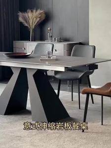 Retractable Dining Table For Small Household Multifunctional Foldable Stretchable Rock Plate Dining Table And Chair Combination