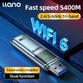 llano Wifi6 Bộ chuyển đổi mạng không dây, e-thể thao lớp, Tri-Band 5400Mbps cho máy tính xách tay Máy tính để bàn Bộ chuyển đổi Ethernet USB Card mạng. 