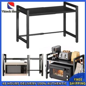 Vktech Adjustable Kitchen Storage Rack for Microwave and Kitchenware Expandable Countertop Organizer