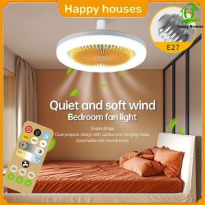 Happy Houses 360 ° Rotating Ceiling Fan Light E27 30W Aromatherapy Intelligent Fan With Remote Control Three Speed Timing Function Led Mute Fan Light For Living Room Bedroom Top Light