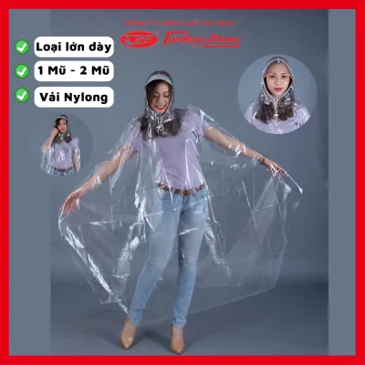 Áo mưa trong suốt loại lớn dày bền đẹp Tân Hưng Phong không bị cứng khi sau khi dùng (loại 1 và 2 mũ)