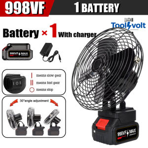 ToolVolt Cordless Fan - 8 inch 40000MAH Rechargeable Fan - 90°~135° Adjustable angle High Power Desk Fan